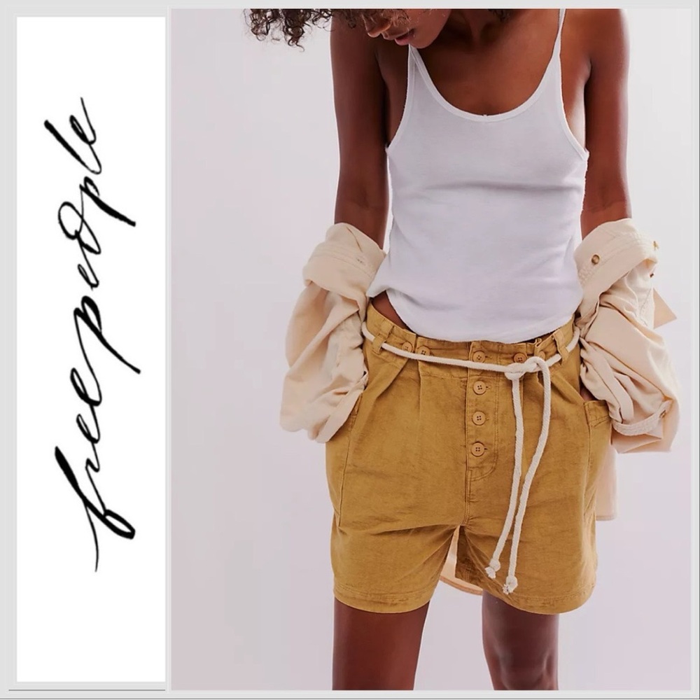 Free People Mustard Yellow Women Shorts Cargos
